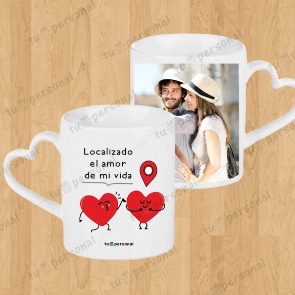 Taza asa corazón "Localizado el amor..."