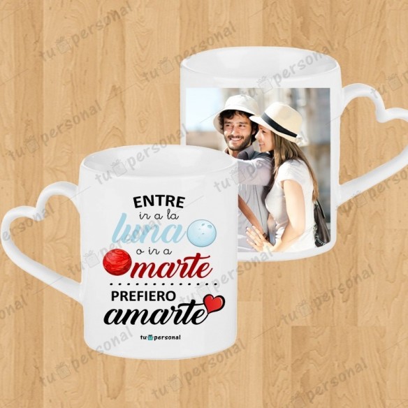 Taza asa corazón "Entre ir a la luna"