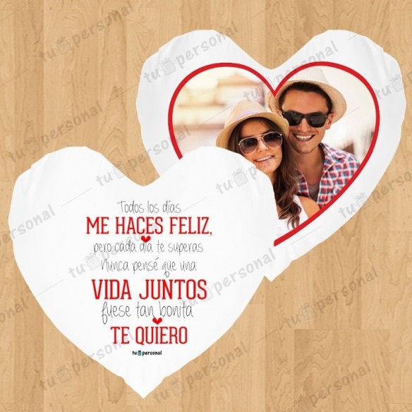 Cojín corazón "Me haces feliz"