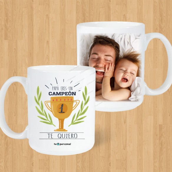 Taza Blanca "Papá Eres un Campeón"