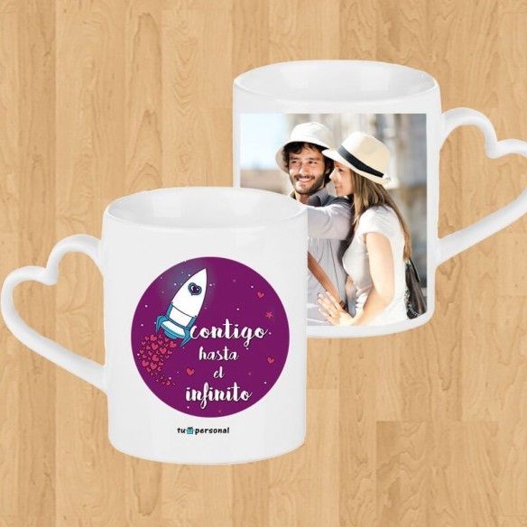 Taza asa corazón "Contigo hasta el infinito"