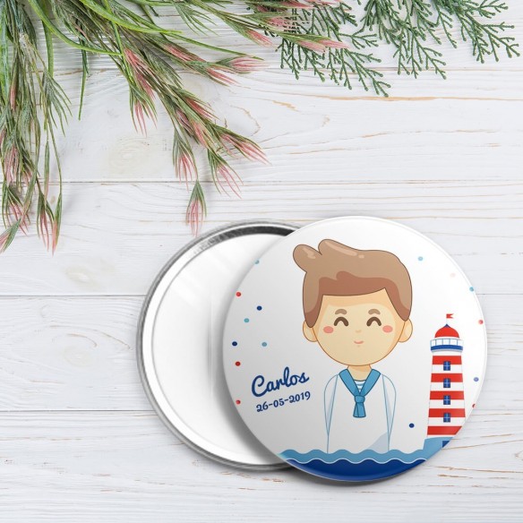 chapa personalizada comunión niño marinero