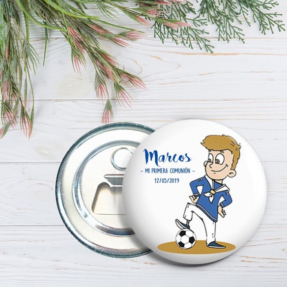 chapa abridor comunión niño futbolista chapa abridor comunión niño futbolista