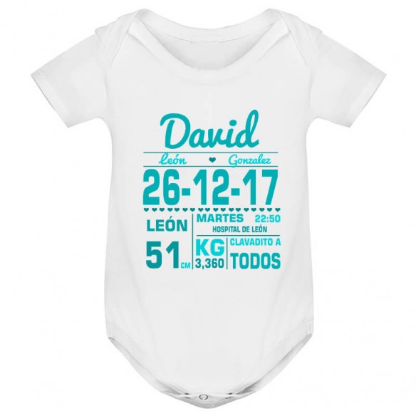 Body para bebé "Fecha Nacimiento Azul"
