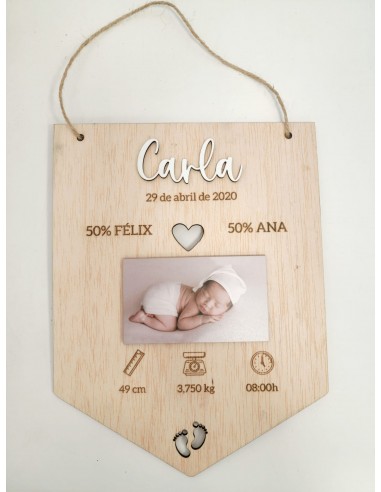 Placa Nacimiento Bebé en madera