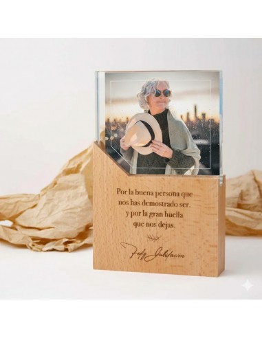 Placa Jubilación madera y cristal